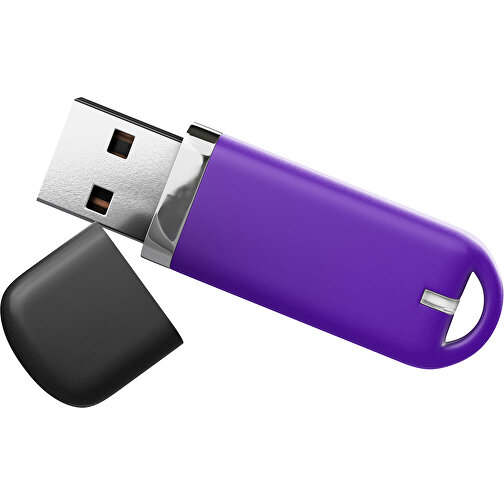 USB-Stick StylishDrive 2.0 , violet /schwarz MB , 65 GB , Gummiplastik, Kunststoff MB , 6,20cm x 0,75cm x 2,00cm (Länge x Höhe x Breite), Bild 1