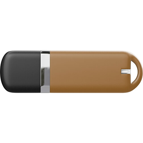 USB-Stick StylishDrive 2.0 , erdbraun /schwarz MB , 65 GB , Gummiplastik, Kunststoff MB , 6,20cm x 0,75cm x 2,00cm (Länge x Höhe x Breite), Bild 2