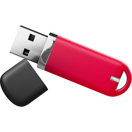 USB-Stick StylishDrive 2.0 , ampelrot /schwarz MB , 65 GB , Gummiplastik, Kunststoff MB , 6,20cm x 0,75cm x 2,00cm (Länge x Höhe x Breite), Bild 1