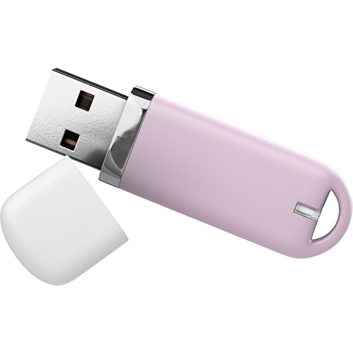 USB-Stick StylishDrive 2.0 , zartrosa / weiß MB , 65 GB , Gummiplastik, Kunststoff MB , 6,20cm x 0,75cm x 2,00cm (Länge x Höhe x Breite), Bild 1