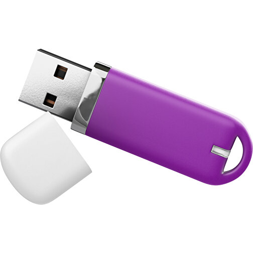 USB-Stick StylishDrive 2.0 , dunkelmagenta / weiß MB , 65 GB , Gummiplastik, Kunststoff MB , 6,20cm x 0,75cm x 2,00cm (Länge x Höhe x Breite), Bild 1