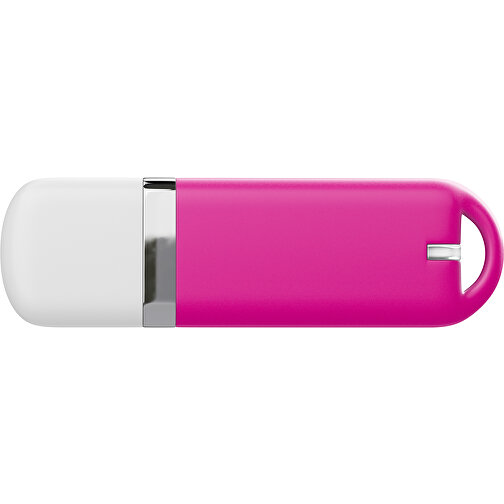 USB-Stick StylishDrive 2.0 , pink / weiß MB , 65 GB , Gummiplastik, Kunststoff MB , 6,20cm x 0,75cm x 2,00cm (Länge x Höhe x Breite), Bild 2