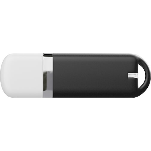 USB-Stick StylishDrive 2.0 , schwarz / weiß MB , 65 GB , Gummiplastik, Kunststoff MB , 6,20cm x 0,75cm x 2,00cm (Länge x Höhe x Breite), Bild 2