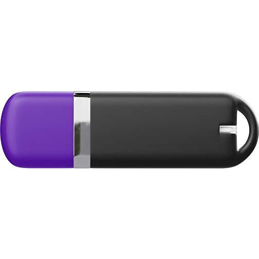 USB-Stick StylishDrive 2.0 , schwarz / violet MB , 65 GB , Gummiplastik, Kunststoff MB , 6,20cm x 0,75cm x 2,00cm (Länge x Höhe x Breite), Bild 2