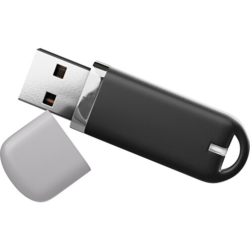 USB-Stick StylishDrive 2.0 , schwarz / hellgrau MB , 65 GB , Gummiplastik, Kunststoff MB , 6,20cm x 0,75cm x 2,00cm (Länge x Höhe x Breite), Bild 1