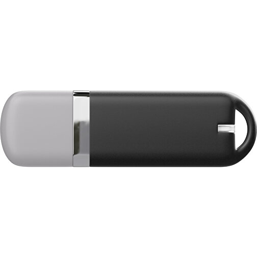 USB-Stick StylishDrive 2.0 , schwarz / hellgrau MB , 65 GB , Gummiplastik, Kunststoff MB , 6,20cm x 0,75cm x 2,00cm (Länge x Höhe x Breite), Bild 2