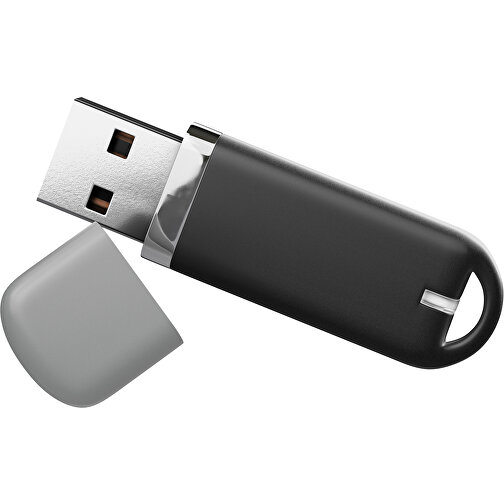 USB-Stick StylishDrive 2.0 , schwarz / grau MB , 65 GB , Gummiplastik, Kunststoff MB , 6,20cm x 0,75cm x 2,00cm (Länge x Höhe x Breite), Bild 1