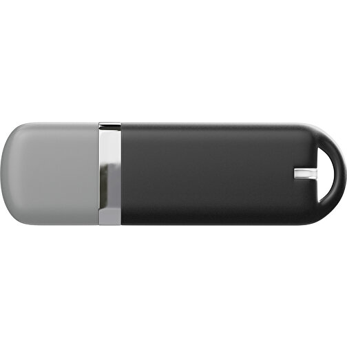 USB-Stick StylishDrive 2.0 , schwarz / grau MB , 65 GB , Gummiplastik, Kunststoff MB , 6,20cm x 0,75cm x 2,00cm (Länge x Höhe x Breite), Bild 2