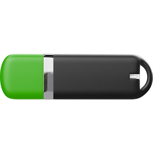 USB-Stick StylishDrive 2.0 , schwarz / grasgrün MB , 65 GB , Gummiplastik, Kunststoff MB , 6,20cm x 0,75cm x 2,00cm (Länge x Höhe x Breite), Bild 2