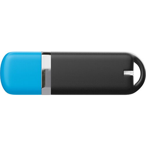 USB-Stick StylishDrive 2.0 , schwarz / himmelblau MB , 65 GB , Gummiplastik, Kunststoff MB , 6,20cm x 0,75cm x 2,00cm (Länge x Höhe x Breite), Bild 2