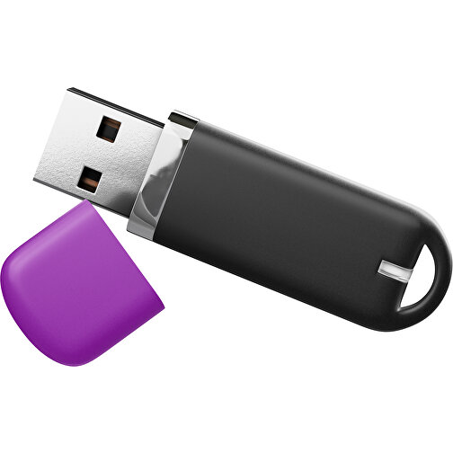 USB-Stick StylishDrive 2.0 , schwarz / dunkelmagenta MB , 65 GB , Gummiplastik, Kunststoff MB , 6,20cm x 0,75cm x 2,00cm (Länge x Höhe x Breite), Bild 1