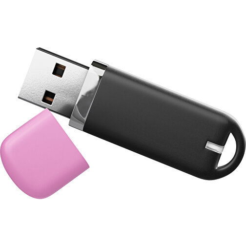 USB-Stick StylishDrive 2.0 , schwarz / rosa MB , 65 GB , Gummiplastik, Kunststoff MB , 6,20cm x 0,75cm x 2,00cm (Länge x Höhe x Breite), Bild 1