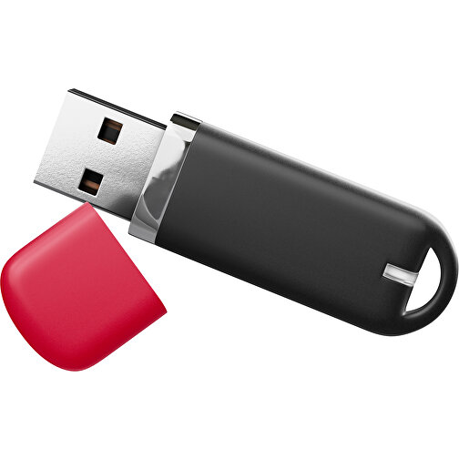 USB-Stick StylishDrive 2.0 , schwarz / dunkelrot MB , 65 GB , Gummiplastik, Kunststoff MB , 6,20cm x 0,75cm x 2,00cm (Länge x Höhe x Breite), Bild 1