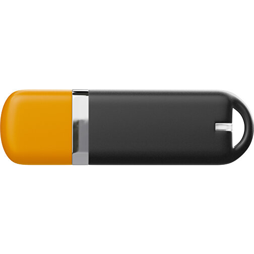 USB-Stick StylishDrive 2.0 , schwarz / kürbisorange MB , 65 GB , Gummiplastik, Kunststoff MB , 6,20cm x 0,75cm x 2,00cm (Länge x Höhe x Breite), Bild 2