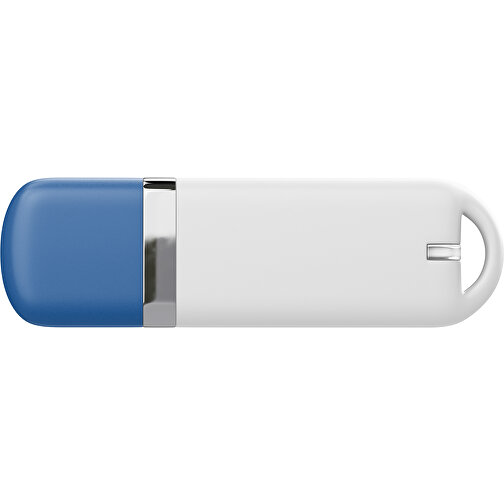 USB-Stick StylishDrive 2.0 , weiß / dunkelblau MB , 65 GB , Gummiplastik, Kunststoff MB , 6,20cm x 0,75cm x 2,00cm (Länge x Höhe x Breite), Bild 2