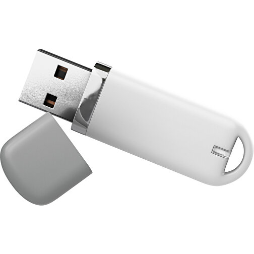 USB-Stick StylishDrive 2.0 , weiß / grau MB , 65 GB , Gummiplastik, Kunststoff MB , 6,20cm x 0,75cm x 2,00cm (Länge x Höhe x Breite), Bild 1