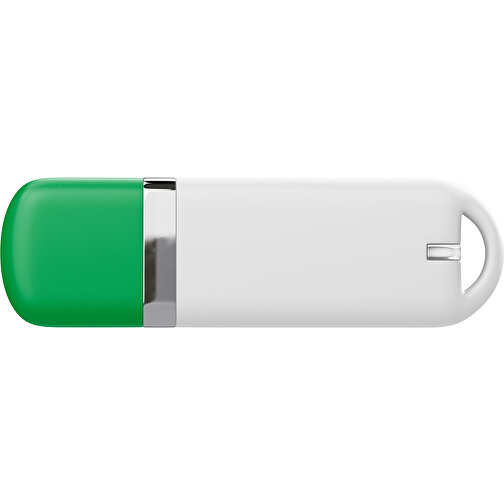 USB-Stick StylishDrive 2.0 , weiß / grün MB , 65 GB , Gummiplastik, Kunststoff MB , 6,20cm x 0,75cm x 2,00cm (Länge x Höhe x Breite), Bild 2