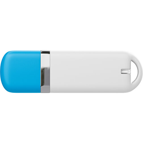 USB-Stick StylishDrive 2.0 , weiß / himmelblau MB , 65 GB , Gummiplastik, Kunststoff MB , 6,20cm x 0,75cm x 2,00cm (Länge x Höhe x Breite), Bild 2