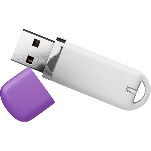USB-Stick StylishDrive 2.0 , weiß / lavendellila MB , 65 GB , Gummiplastik, Kunststoff MB , 6,20cm x 0,75cm x 2,00cm (Länge x Höhe x Breite), Bild 1
