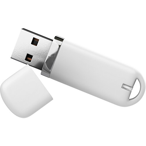 USB-Stick StylishDrive 2.0 , weiß MB , 32 GB , Gummiplastik, Kunststoff MB , 6,20cm x 0,75cm x 2,00cm (Länge x Höhe x Breite), Bild 1