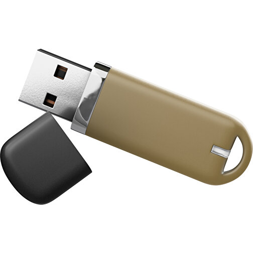 USB-Stick StylishDrive 2.0 , gold /schwarz MB , 32 GB , Gummiplastik, Kunststoff MB , 6,20cm x 0,75cm x 2,00cm (Länge x Höhe x Breite), Bild 1