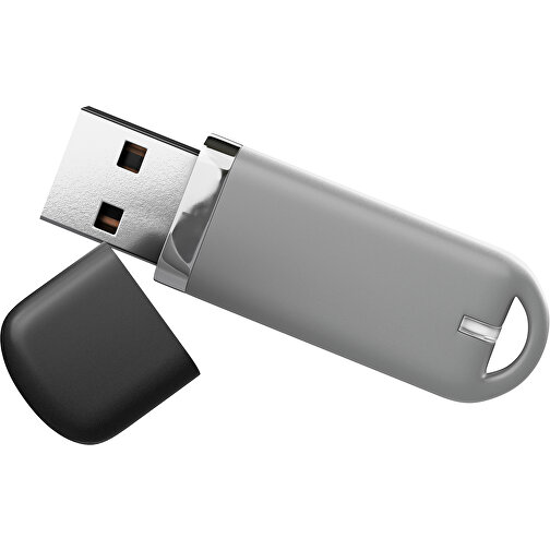 USB-Stick StylishDrive 2.0 , grau /schwarz MB , 32 GB , Gummiplastik, Kunststoff MB , 6,20cm x 0,75cm x 2,00cm (Länge x Höhe x Breite), Bild 1