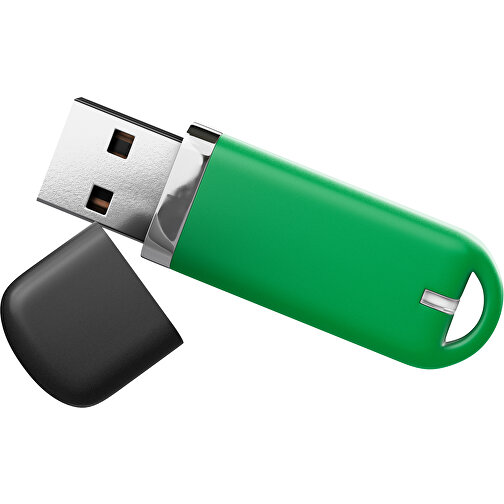 USB-Stick StylishDrive 2.0 , grün /schwarz MB , 32 GB , Gummiplastik, Kunststoff MB , 6,20cm x 0,75cm x 2,00cm (Länge x Höhe x Breite), Bild 1