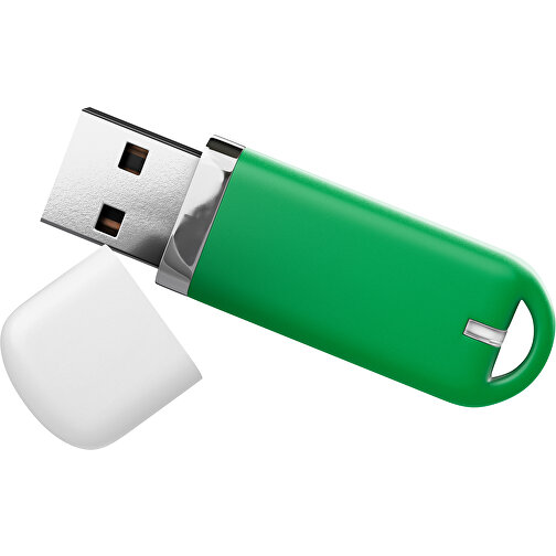 USB-Stick StylishDrive 2.0 , grün / weiß MB , 32 GB , Gummiplastik, Kunststoff MB , 6,20cm x 0,75cm x 2,00cm (Länge x Höhe x Breite), Bild 1