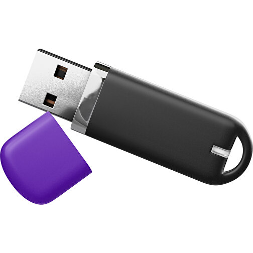 USB-Stick StylishDrive 2.0 , schwarz / violet MB , 32 GB , Gummiplastik, Kunststoff MB , 6,20cm x 0,75cm x 2,00cm (Länge x Höhe x Breite), Bild 1