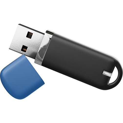 USB-Stick StylishDrive 2.0 , schwarz / dunkelblau MB , 32 GB , Gummiplastik, Kunststoff MB , 6,20cm x 0,75cm x 2,00cm (Länge x Höhe x Breite), Bild 1