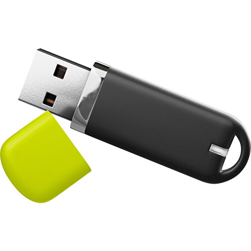 USB-Stick StylishDrive 2.0 , schwarz / hellgrün MB , 32 GB , Gummiplastik, Kunststoff MB , 6,20cm x 0,75cm x 2,00cm (Länge x Höhe x Breite), Bild 1