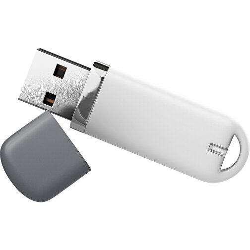 USB-Stick StylishDrive 2.0 , weiß / dunkelgrau MB , 32 GB , Gummiplastik, Kunststoff MB , 6,20cm x 0,75cm x 2,00cm (Länge x Höhe x Breite), Bild 1