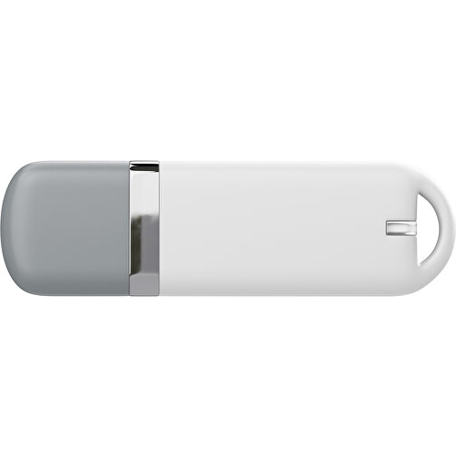 USB-Stick StylishDrive 2.0 , weiß / silber MB , 32 GB , Gummiplastik, Kunststoff MB , 6,20cm x 0,75cm x 2,00cm (Länge x Höhe x Breite), Bild 2