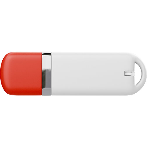 USB-Stick StylishDrive 2.0 , weiß / rot MB , 32 GB , Gummiplastik, Kunststoff MB , 6,20cm x 0,75cm x 2,00cm (Länge x Höhe x Breite), Bild 2