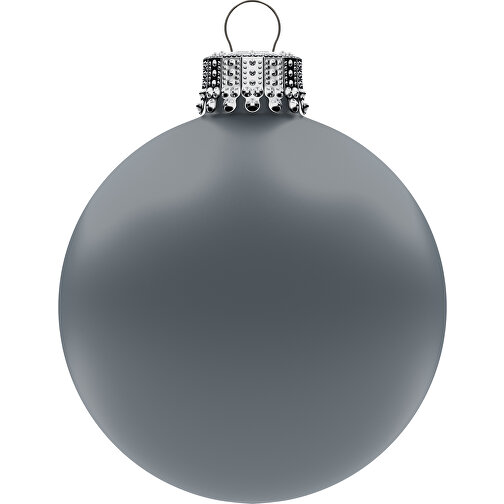 Palla per albero di Natale grande 80 mm, corona argento, opaca, Immagine 1