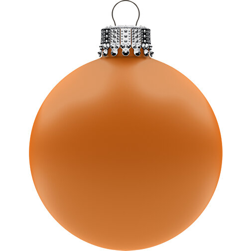 Christbaumkugel Gross 80 Mm, Krone Silber, Matt, 1er Box , orange, Glas, , Bild 1