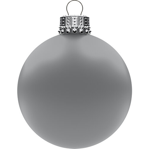 Bola de árbol de Navidad grande 80 mm, corona plateada, mate, Imagen 1