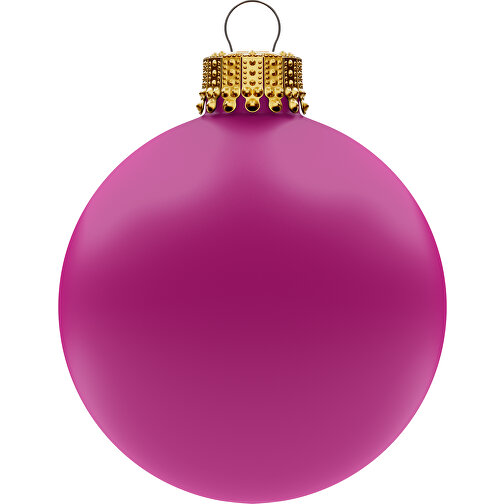 Christbaumkugel Gross 80 Mm, Krone Gold, Matt , hot pink, Glas, , Bild 1