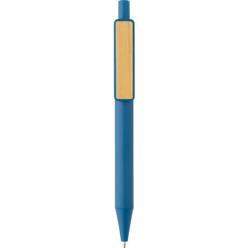 GRS RABS Stift Mit Bambus-Clip, Blau , blau, ABS - recycelt, 14,00cm (Höhe), Bild 2