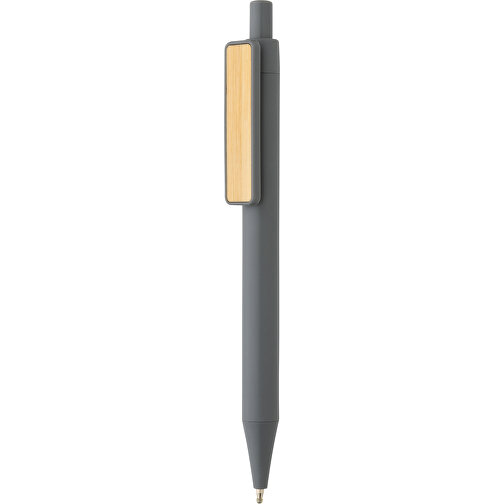 GRS RABS Stift Mit Bambus-Clip, Grau , grau, ABS - recycelt, 14,00cm (Höhe), Bild 1