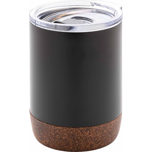 Kleine Vakuum-Kaffeetasse Aus RCS RSteel & Kork, Schwarz , schwarz, Rostfreier Stahl - recycelt, 10,00cm (Höhe), Bild 1
