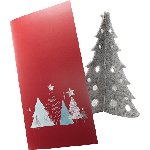 Weihnachtskarte Winterwald , rot, Papier, Filz, 10,50cm x 21,00cm (Länge x Breite), Bild 1