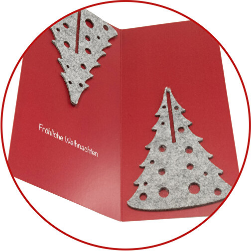Weihnachtskarte Winterwald , rot, Papier, Filz, 10,50cm x 21,00cm (Länge x Breite), Bild 2