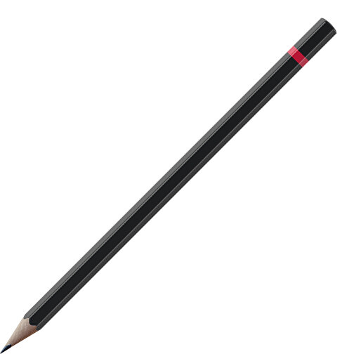 Bleistift, Natur, 6-eckig, Schwarz Lackiert , schwarz / himbeerrot, Holz, 17,50cm x 0,70cm x 0,70cm (Länge x Höhe x Breite), Bild 1