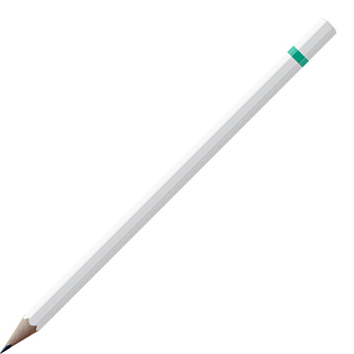 Bleistift, Natur, 6-eckig, Weiss Lackiert , weiss / hellgrün, Holz, 17,50cm x 0,70cm x 0,70cm (Länge x Höhe x Breite), Bild 1
