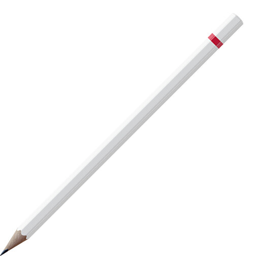 Bleistift, Natur, 6-eckig, Weiß Lackiert , weiß / himbeerrot, Holz, 17,50cm x 0,70cm x 0,70cm (Länge x Höhe x Breite), Bild 1