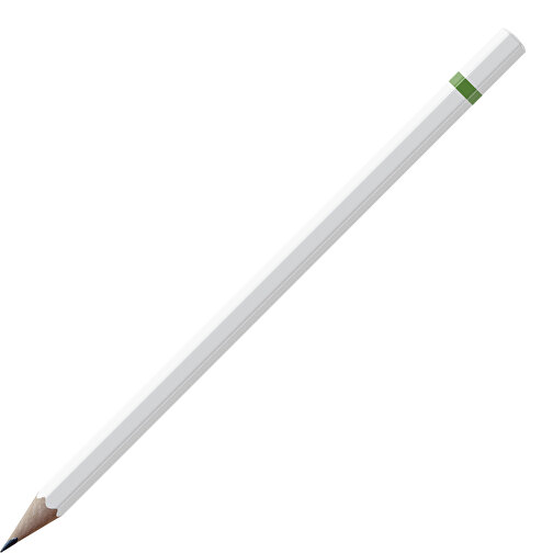 Bleistift, Natur, 6-eckig, Weiß Lackiert , weiß / grün, Holz, 17,50cm x 0,70cm x 0,70cm (Länge x Höhe x Breite), Bild 1