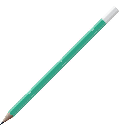 Bleistift, Natur, 6-eckig, Farbig Lackiert , hellgrün / weiß, Holz, 17,50cm x 0,70cm x 0,70cm (Länge x Höhe x Breite), Bild 1