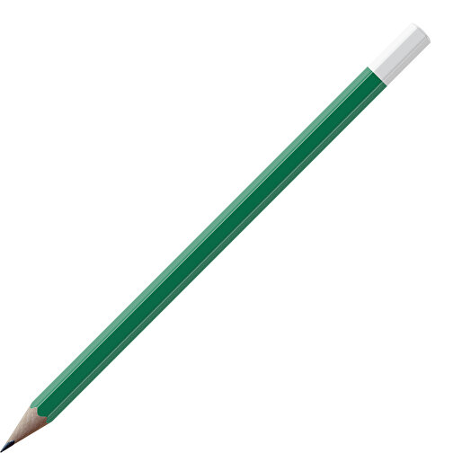 Bleistift, Natur, 6-eckig, Farbig Lackiert , dunkelgrün / weiß, Holz, 17,50cm x 0,70cm x 0,70cm (Länge x Höhe x Breite), Bild 1