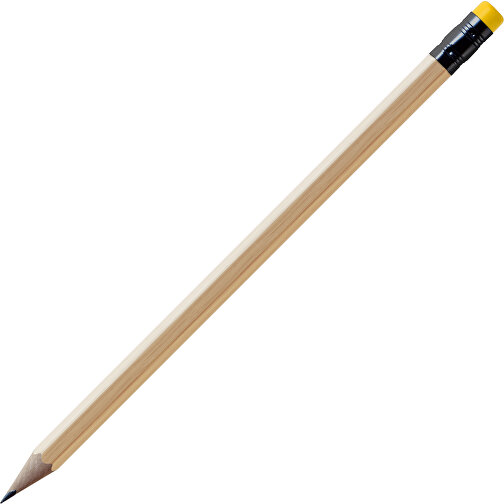 Bleistift, Natur, 6-eckig, Kapsel Schwarz , natur / dunkelgelb, Holz, 18,50cm x 0,70cm x 0,70cm (Länge x Höhe x Breite), Bild 1